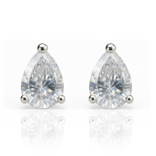 Silver Pear Shaped Crystal Earrings