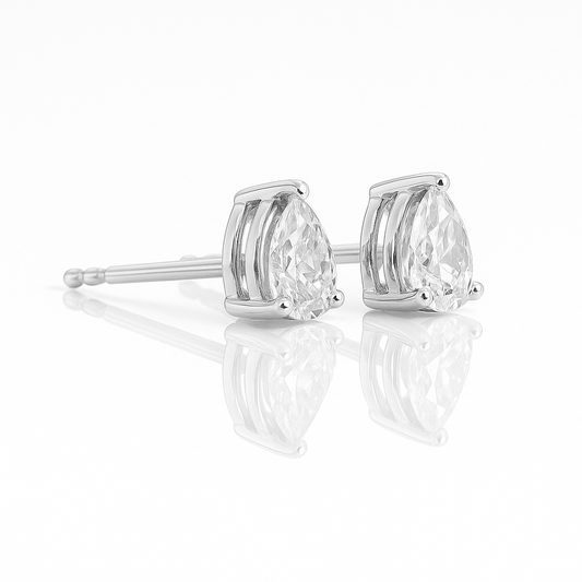 Silver Pear Shaped Crystal Earrings