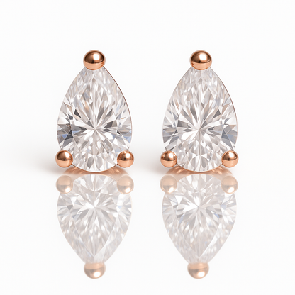 Rose Gold Pear Shaped Crystal Earrings