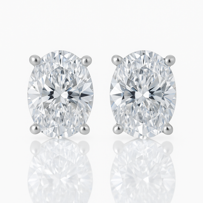 Silver Oval Crystal Earrings