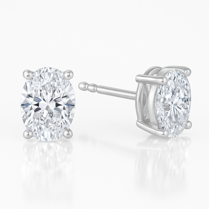 Silver Oval Crystal Earrings