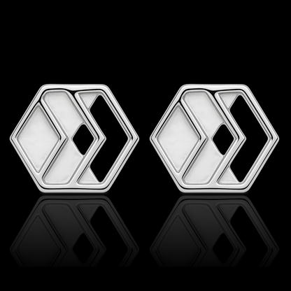 Silver Chevron Stud Earrings