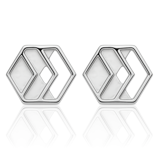 Silver Chevron Stud Earrings
