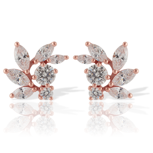 Rose Gold CZ Bridal Earrings