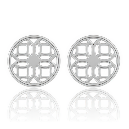 Silver Stud Earrings with Round Filigree