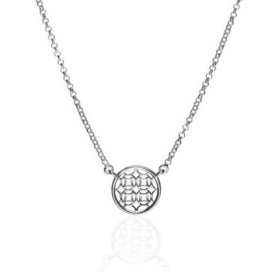 Silver Round Lace Filigree Necklace