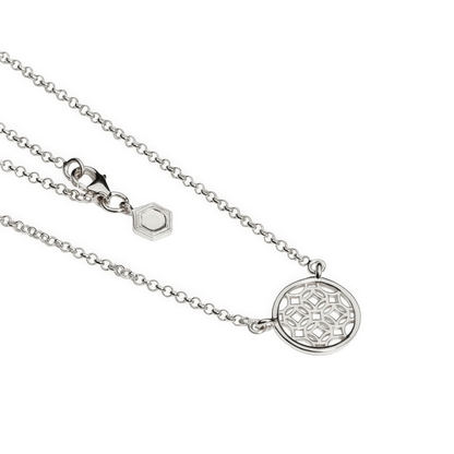 Silver Round Lace Filigree Necklace