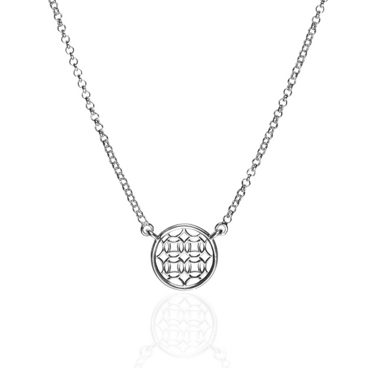 Silver Round Lace Filigree Necklace