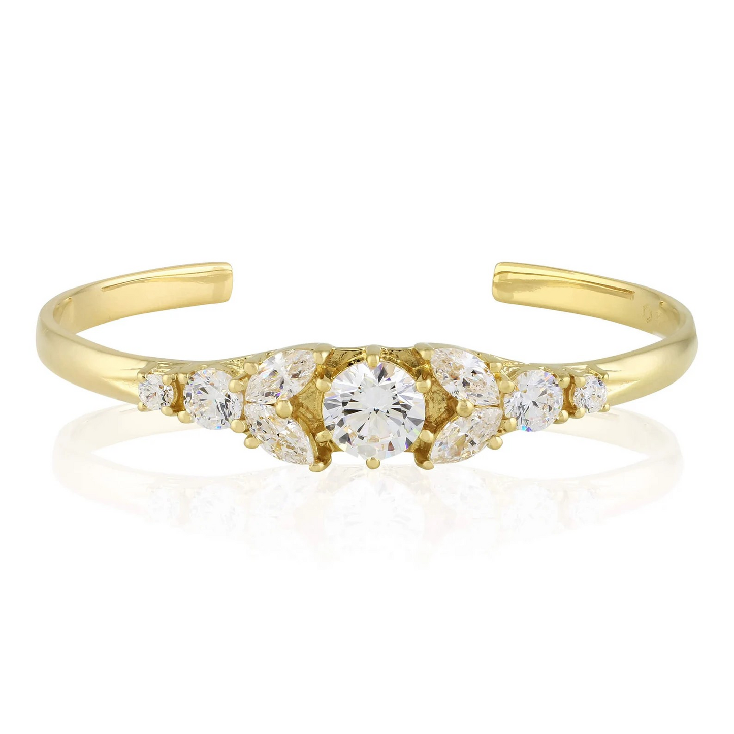 Gold Cuff Cubic Zirconia Marquise Bracelet