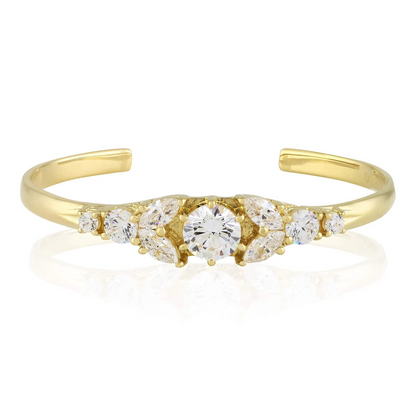 Gold Cuff Cubic Zirconia Marquise Bracelet