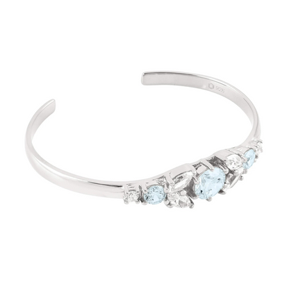 Silver Cuff Crystal Marquise Bracelet