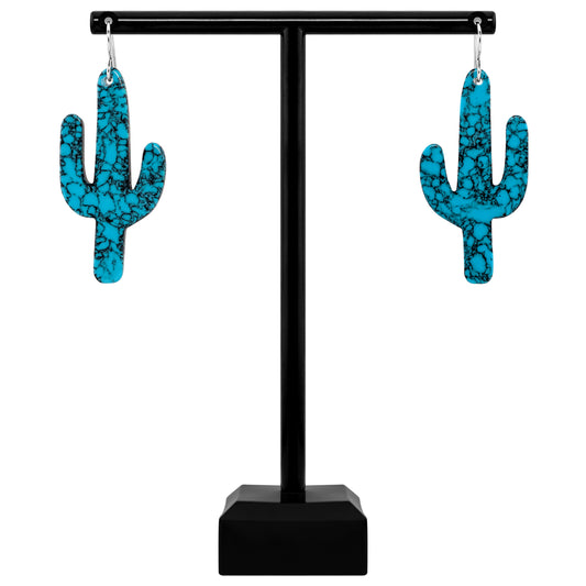 Turquoise Gibbsite Cactus Earrings