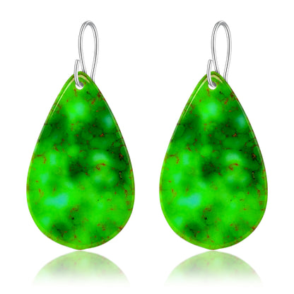 Green Turquoise Gibbsite Tear Drop Earrings Large