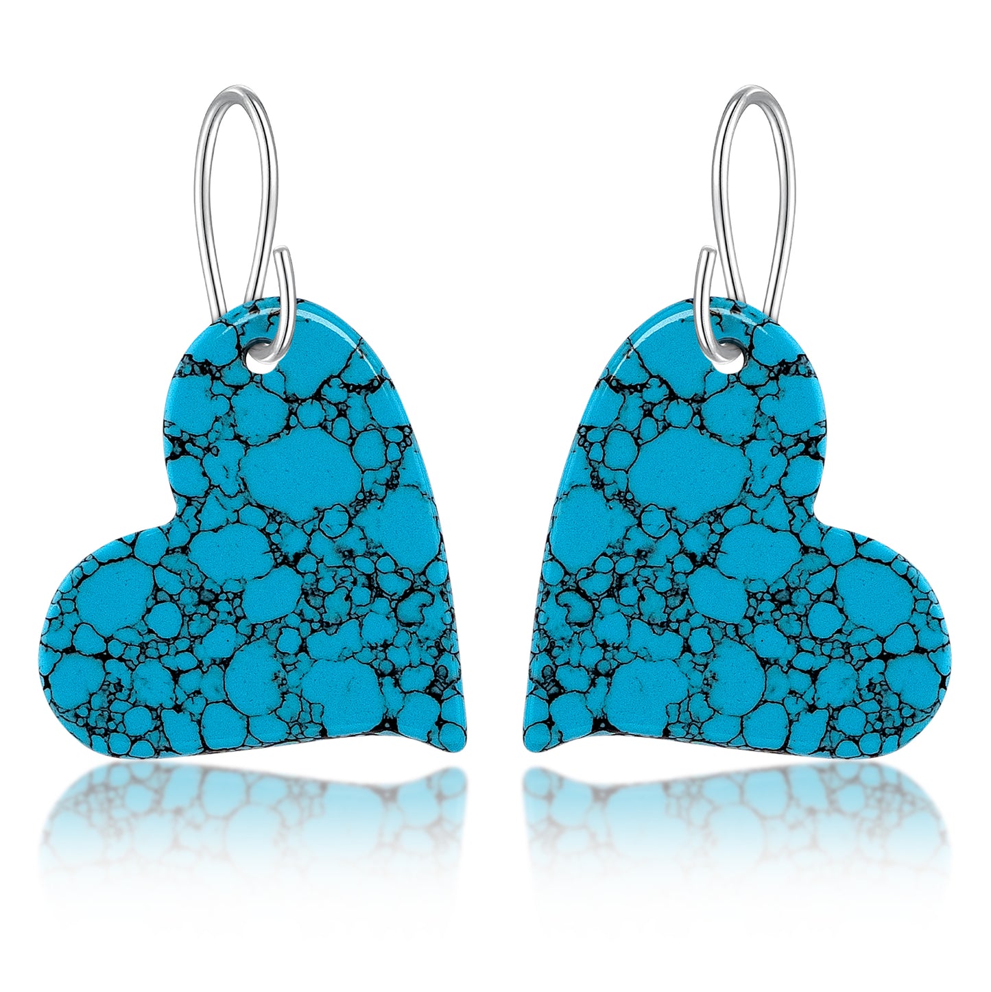 Blue Turquoise Gibbsite Heart Drop Earrings