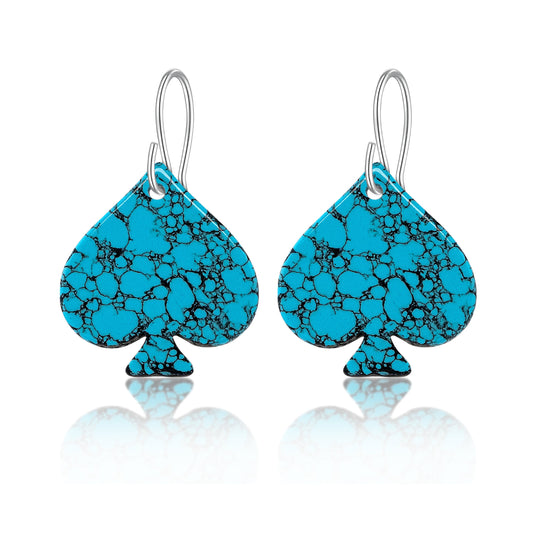 Blue Turquoise Gibbsite Spade Earrings