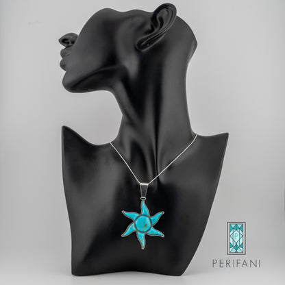 Sterling Silver Turquoise Sun Necklace