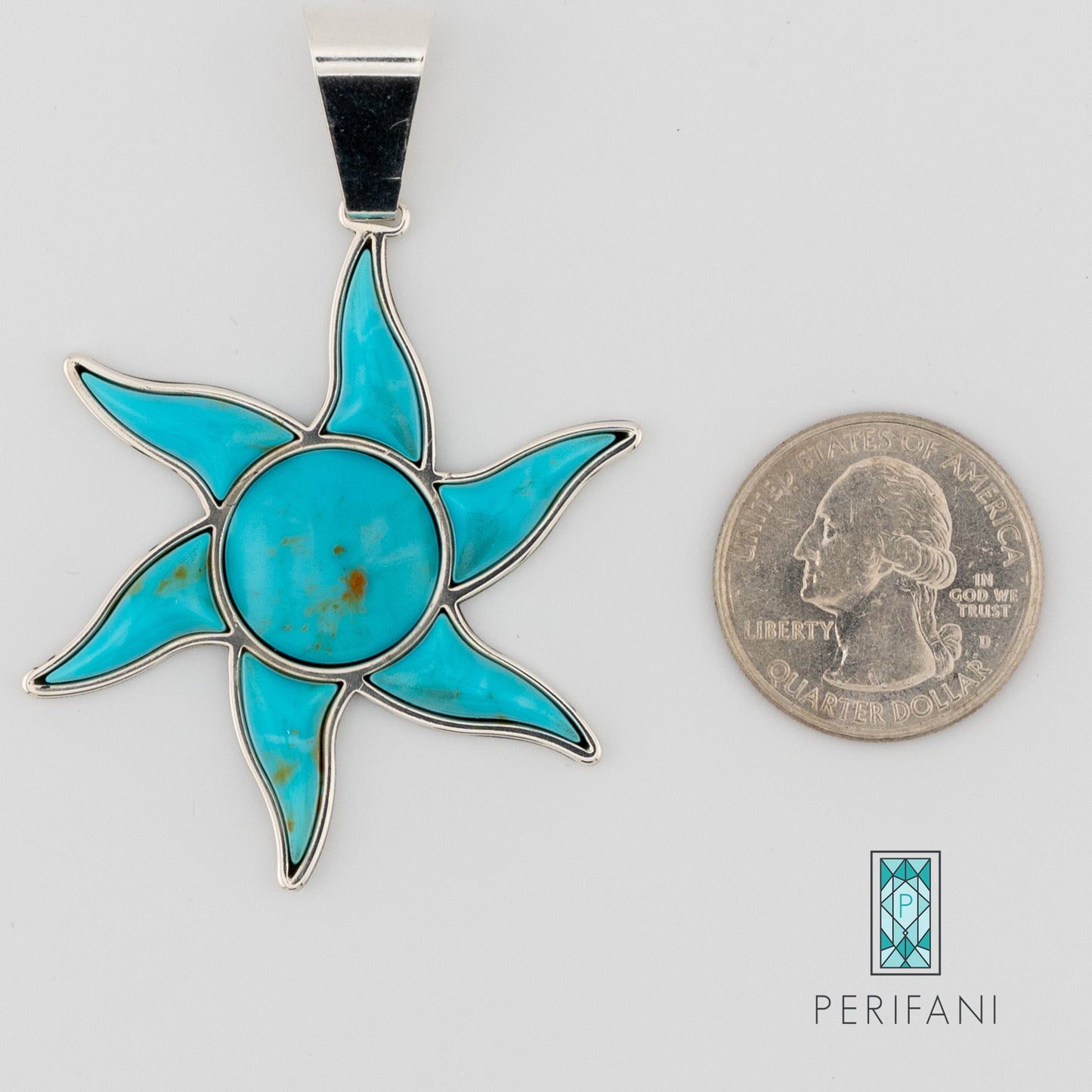 Sterling Silver Turquoise Sun Necklace