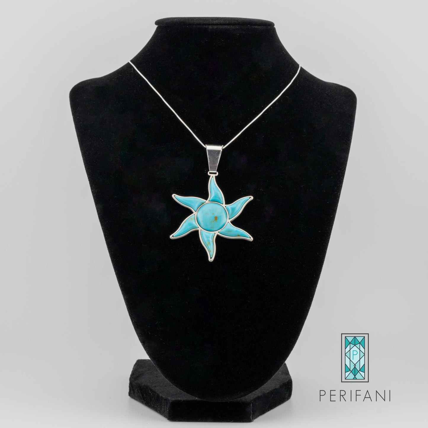 Sterling Silver Turquoise Sun Necklace