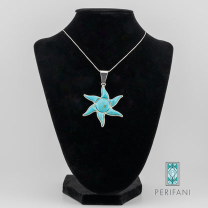 Sterling Silver Turquoise Sun Necklace