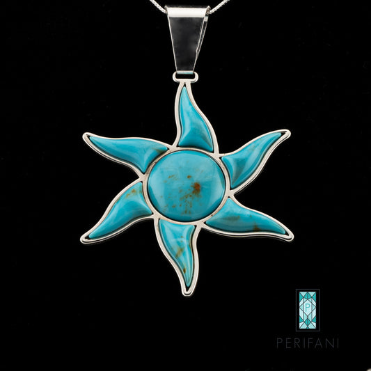 Sterling Silver Turquoise Sun Necklace