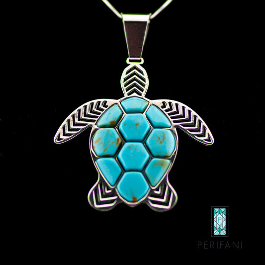 Sterling Silver Turquoise Turtle Necklace