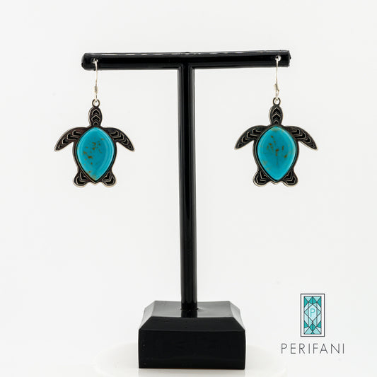 Sterling Silver Turquoise Turtle Earrings