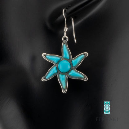 Sterling Silver Turquoise Sun Earrings