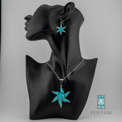 Sterling Silver Turquoise Sun Earrings