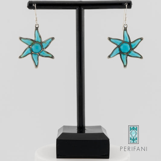 Sterling Silver Turquoise Sun Earrings