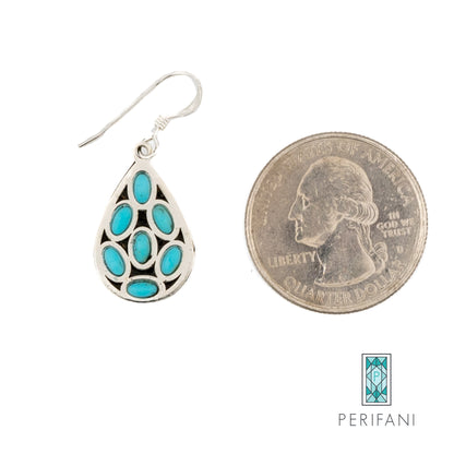 Sterling Silver Turquoise Teardrop Necklace & Earrings Set