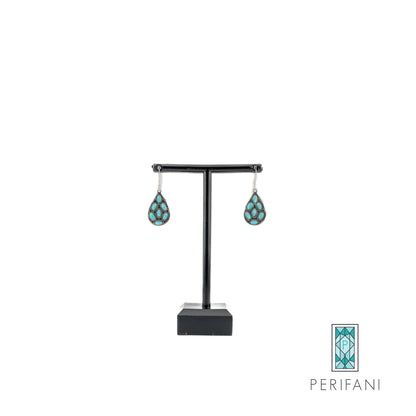 Sterling Silver Turquoise Teardrop Necklace & Earrings Set