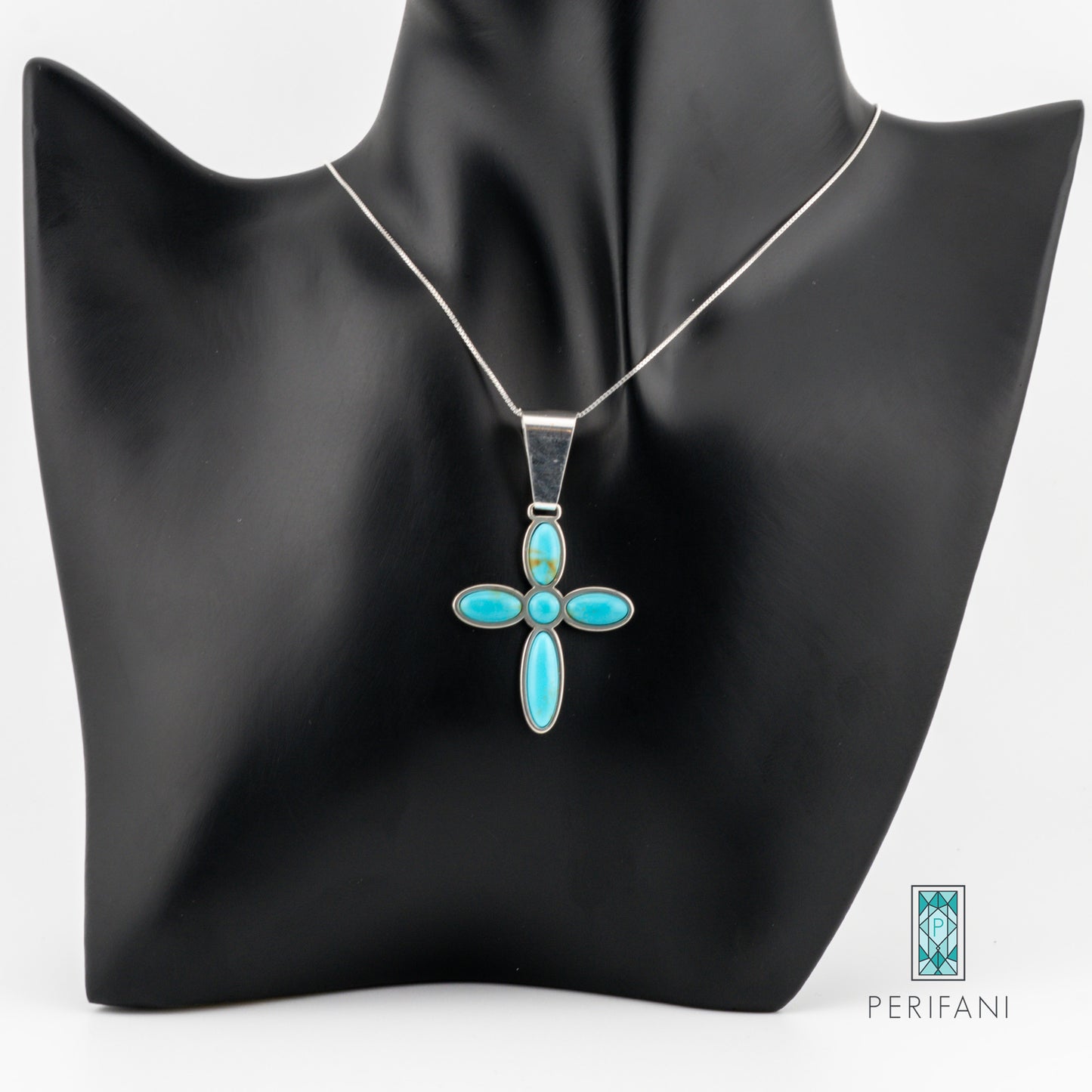 Sterling Silver Turquoise Cross Necklace and Earring Set