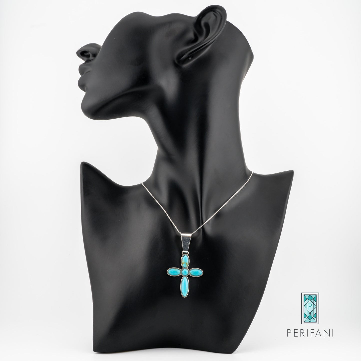 Sterling Silver Turquoise Cross Necklace and Earring Set
