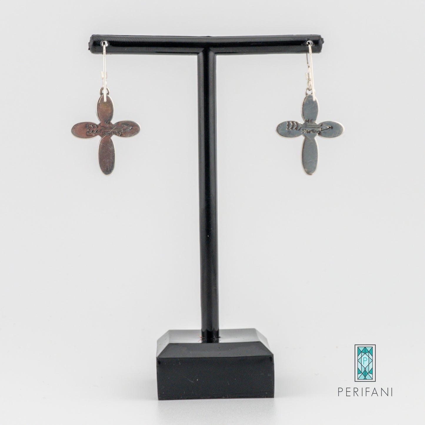 Sterling Silver Turquoise Cross Necklace and Earring Set