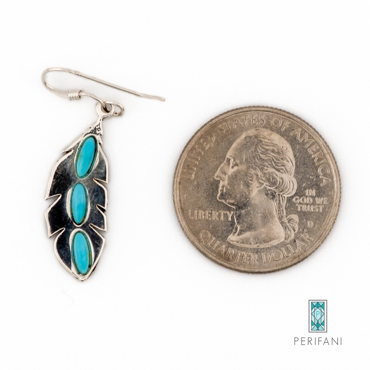 Sterling Silver Turquoise Feather Necklace and Earring Set