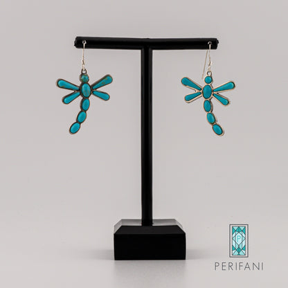 Sterling Silver Turquoise Dragonfly Necklace & Earring Set