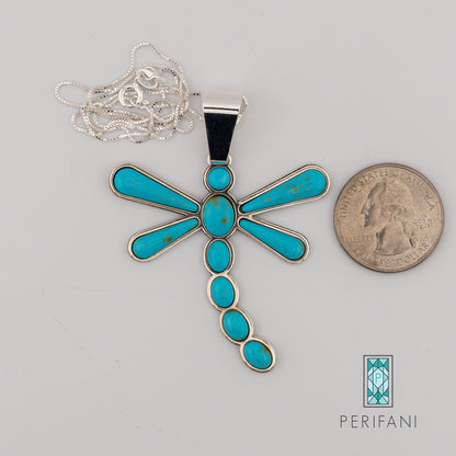 Sterling Silver Turquoise Dragonfly Necklace & Earring Set