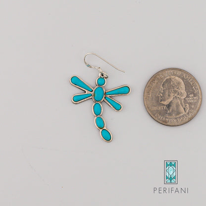 Sterling Silver Turquoise Dragonfly Necklace & Earring Set