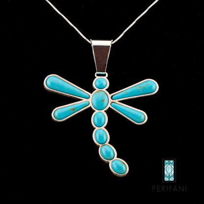 Sterling Silver Turquoise Dragonfly Necklace & Earring Set