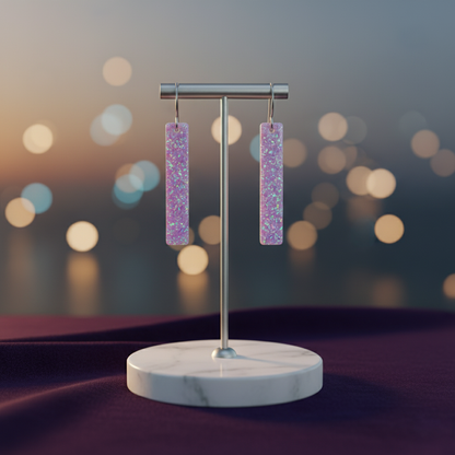 Lavender Pink Opal Bar Earring