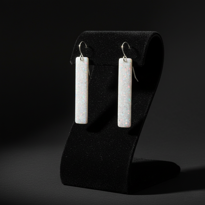 White Opal Bar Earring