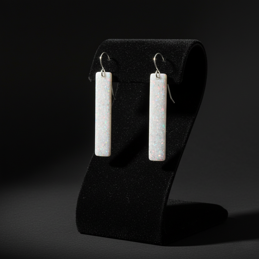 White Opal Bar Earring