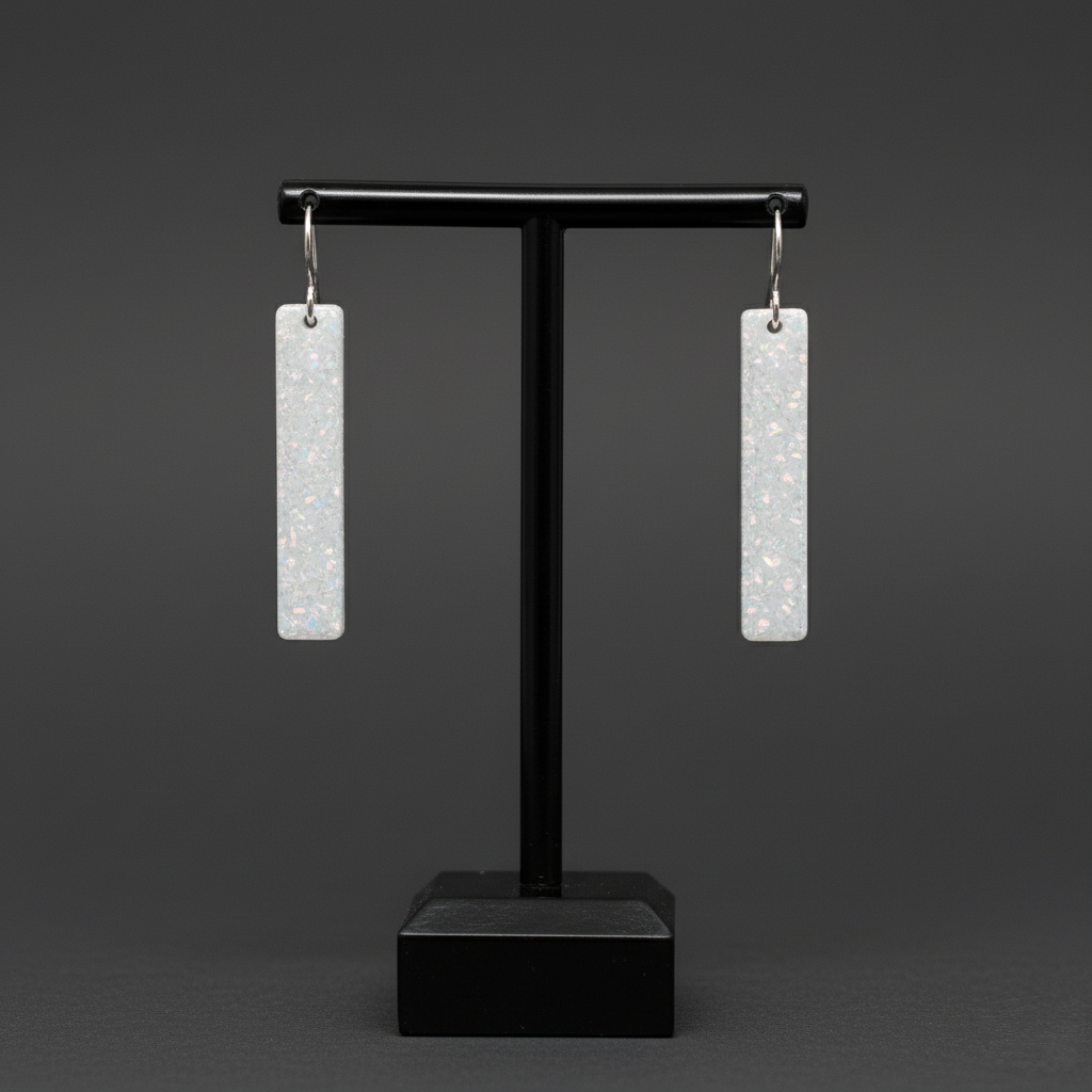 White Opal Bar Earring