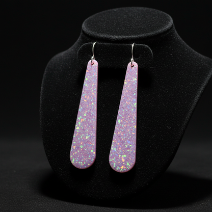 Lavender Pink Opal Teardrop Earring, Long