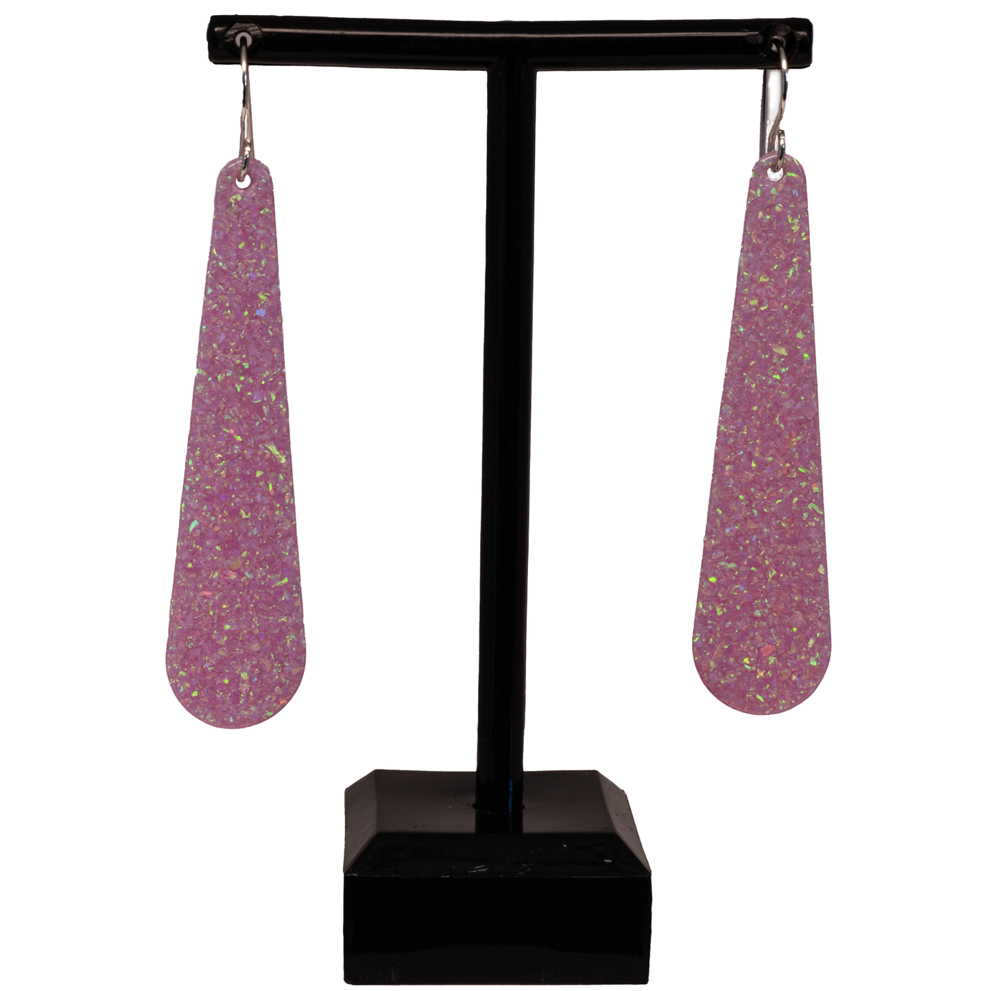 Lavender Pink Opal Teardrop Earring, Long