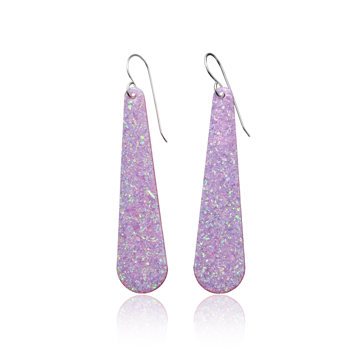 Lavender Pink Opal Teardrop Earring, Long