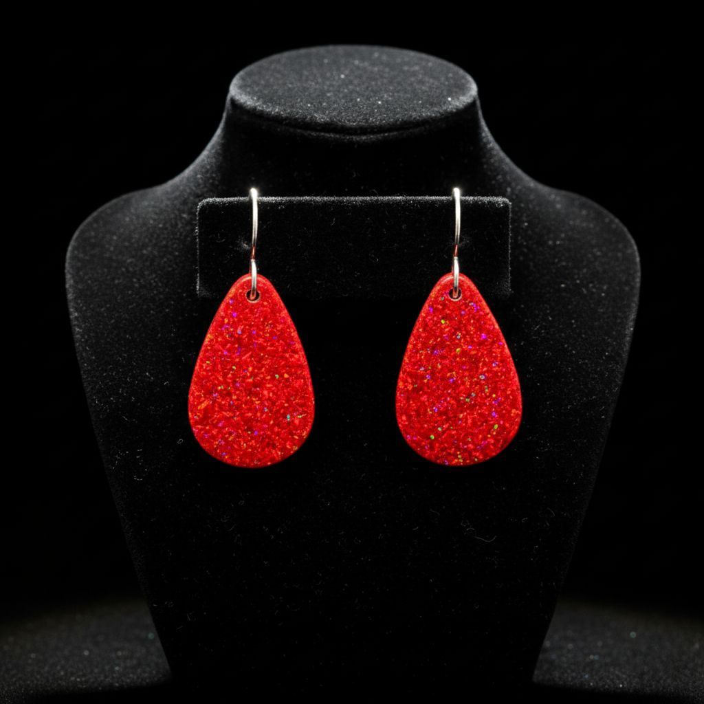 Red Opal Teardrop Earring, Small