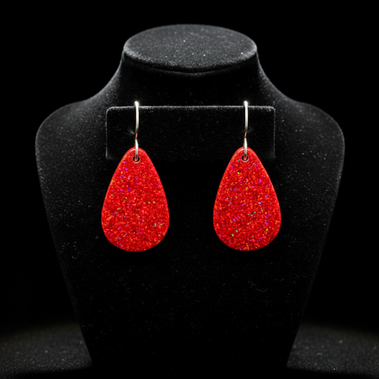 Red Opal Teardrop Earring, Small