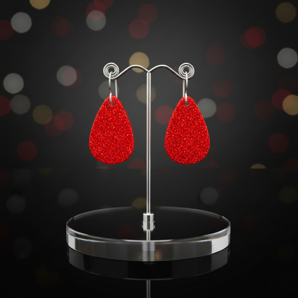 Red Opal Teardrop Earring, Small