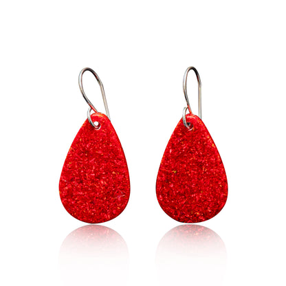 Red Opal Teardrop Earring, Small